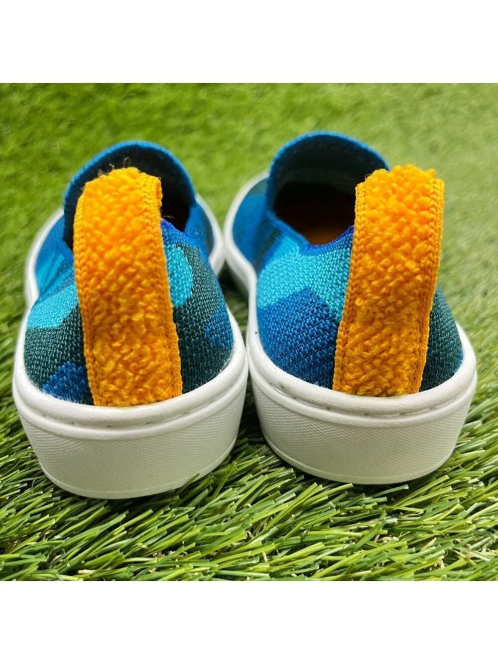 Rothy's The Kids Boys Size 10C Blue White Athletic Slip On Knit Shoes Sneakers